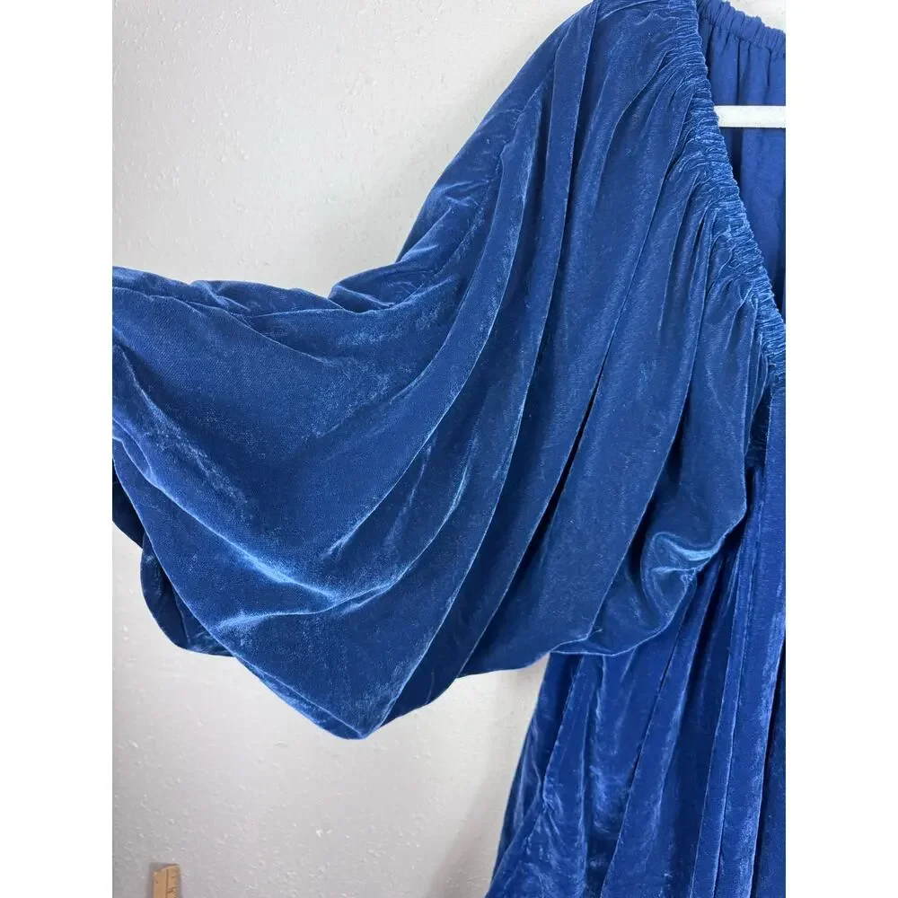NWT Free People Portia Velvet Deep Blue Mini Dress Womens Size Medium